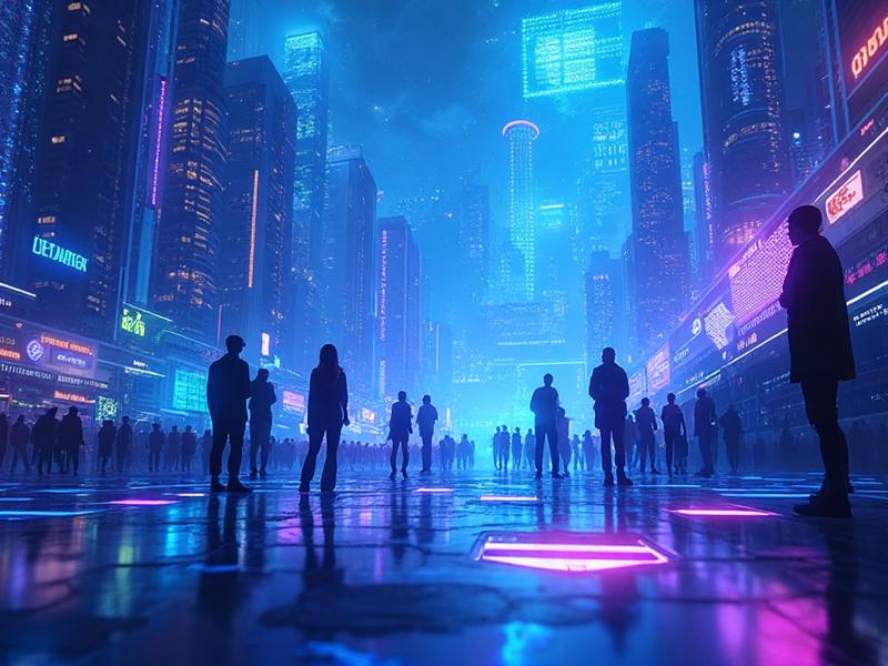 Ilustración del omniverso con mundos virtuales interconectados y colaboración digital